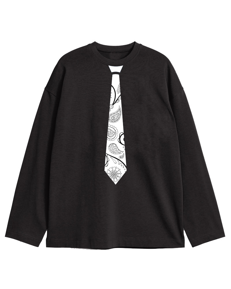 Men's Plus Size Paleys Flower Fun Suit Tie Design Print Long Sleeve T-Shirt Trousers Suit