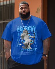 Men's Plus Size Angel And Alphabet Crewneck Short Sleeve T-Shirt