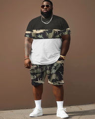 Street Style Dinosaur Camo Colorblock Print Large Men's Suit