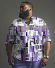 Men's Plus Size Street Fashion Stitching Graffiti Print Long Sleeve Shirt Trousers Suit