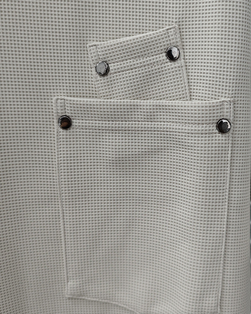 M-3XL Daily Casual Apricot Wafflick Breathable Crewneck Shorts Suit