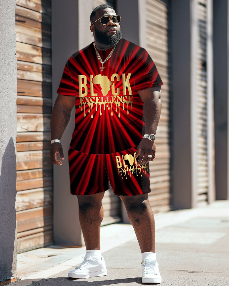Men's Plus Size Juneteenth Black History Month Print T-Shirt Shorts Set