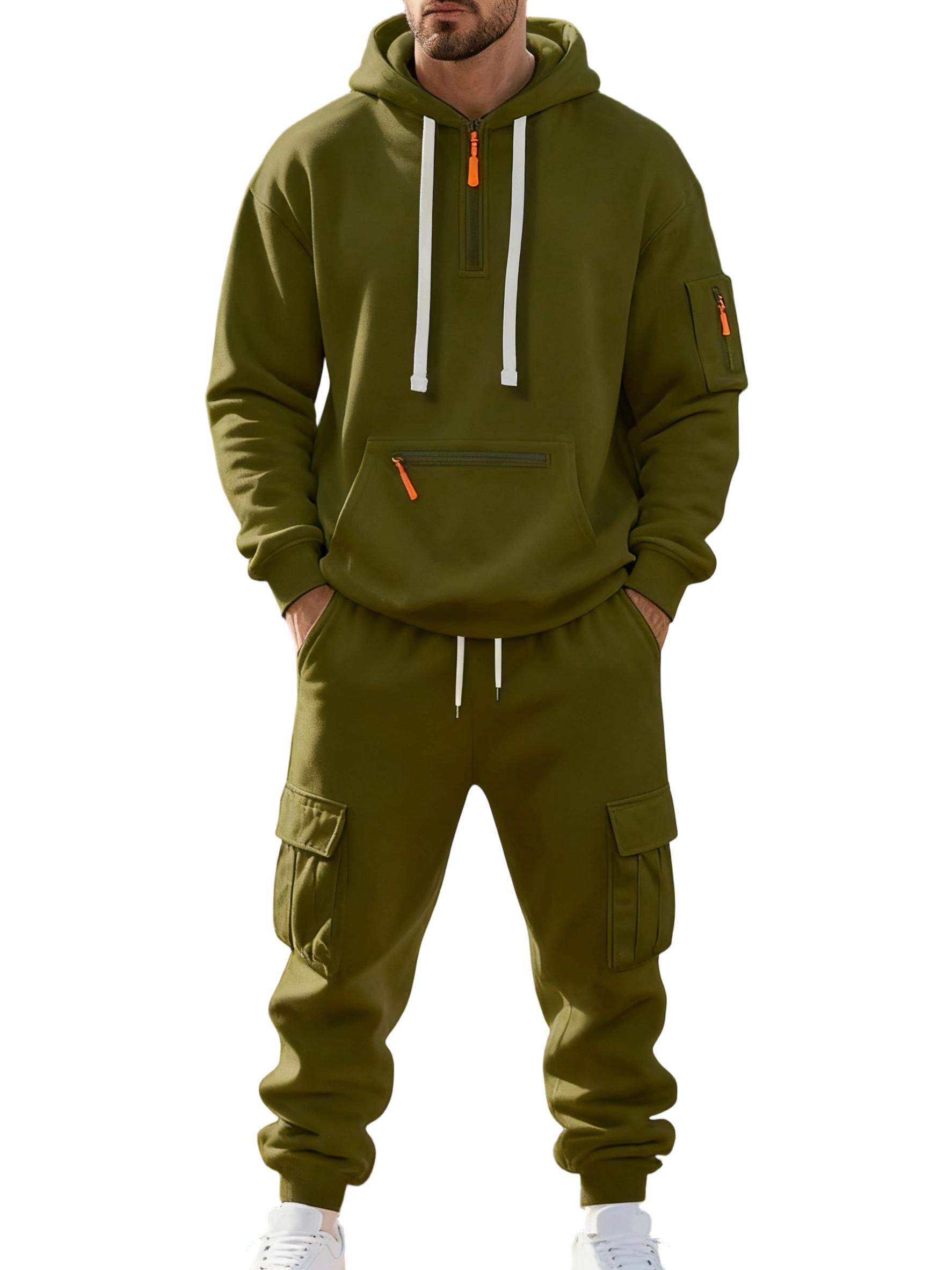 Christmas exclusive sale!Men’s Winter Fleece-Lined Set – Warm Casual Workwear Outfit with Multi-Pocket Jacket & Pants