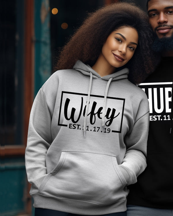 Couple's Big & Tall Simple Casual Retro Wiley Hubby Long-Sleeved Sweatshirt