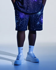 Big Boy Street Fashion Cosmic Star Gradient Print Short Sleeve T-Shirt Shorts Suit