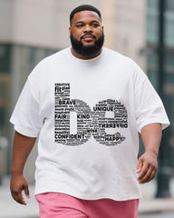 Big & Tall Men's Pink Inspirational Simple Be Big Letter Printed Crew Neck Short Sleeve T-shirt Shorts Suit