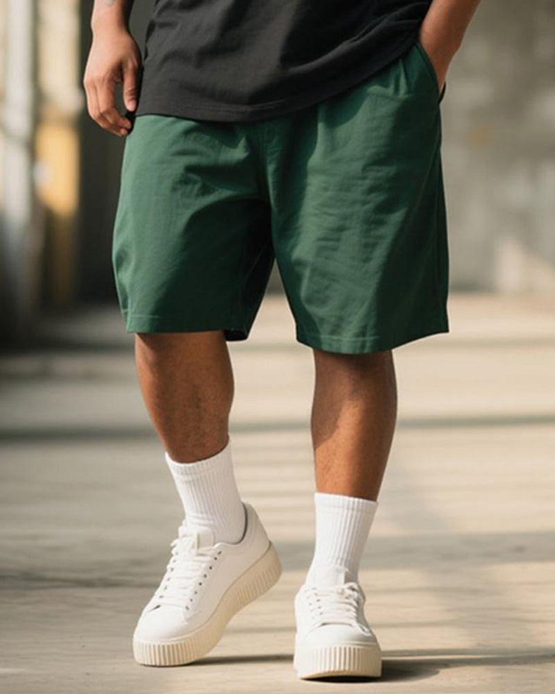 Big & Tall Men's Retro Japan Tokyo Tsukiji OTC Market Printed Round Neck Short Sleeve T-Shirt Shorts Suit