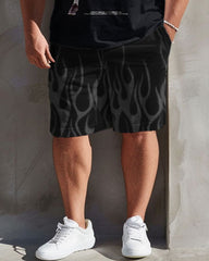 Men's Plus Size Casual Retro Art Basketball Print T-Shirt Shorts Suit