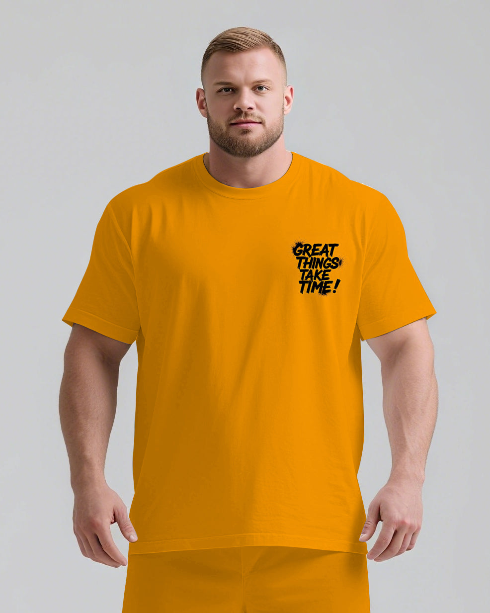 GREAT THINGS TAKE TIMES Slogan T-shirt 2-Piece Set