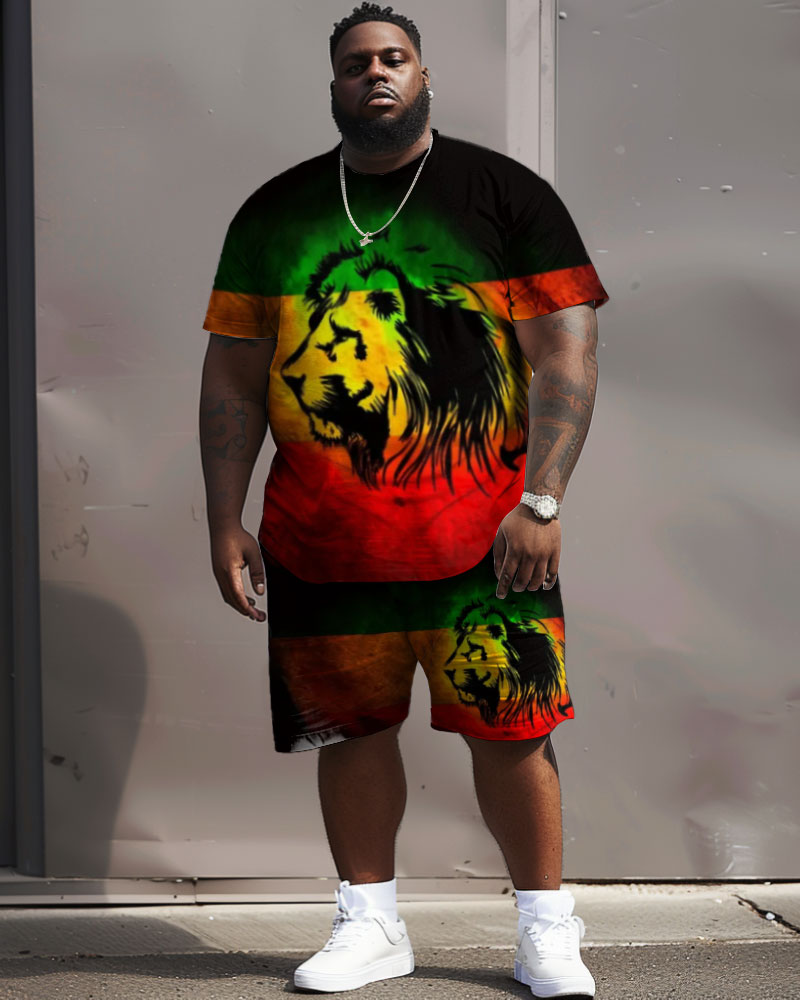 Street Cartoon Red And Green Block Printed Large Men's Suit