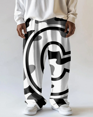 Men's Big Size Street Fashion Letter C Camo Printed Loose Casual Pants with Pocket