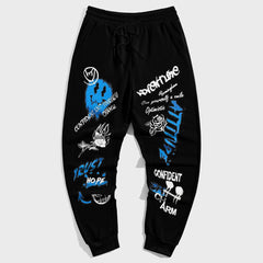 Street Style Smiley Face Graffiti Big Men's Casual Vintage Trousers