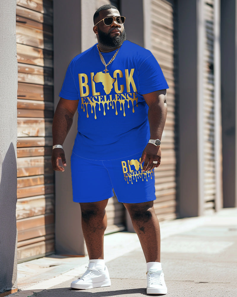 Men's Plus Size Juneteenth Black History Month Print T-Shirt Shorts Set