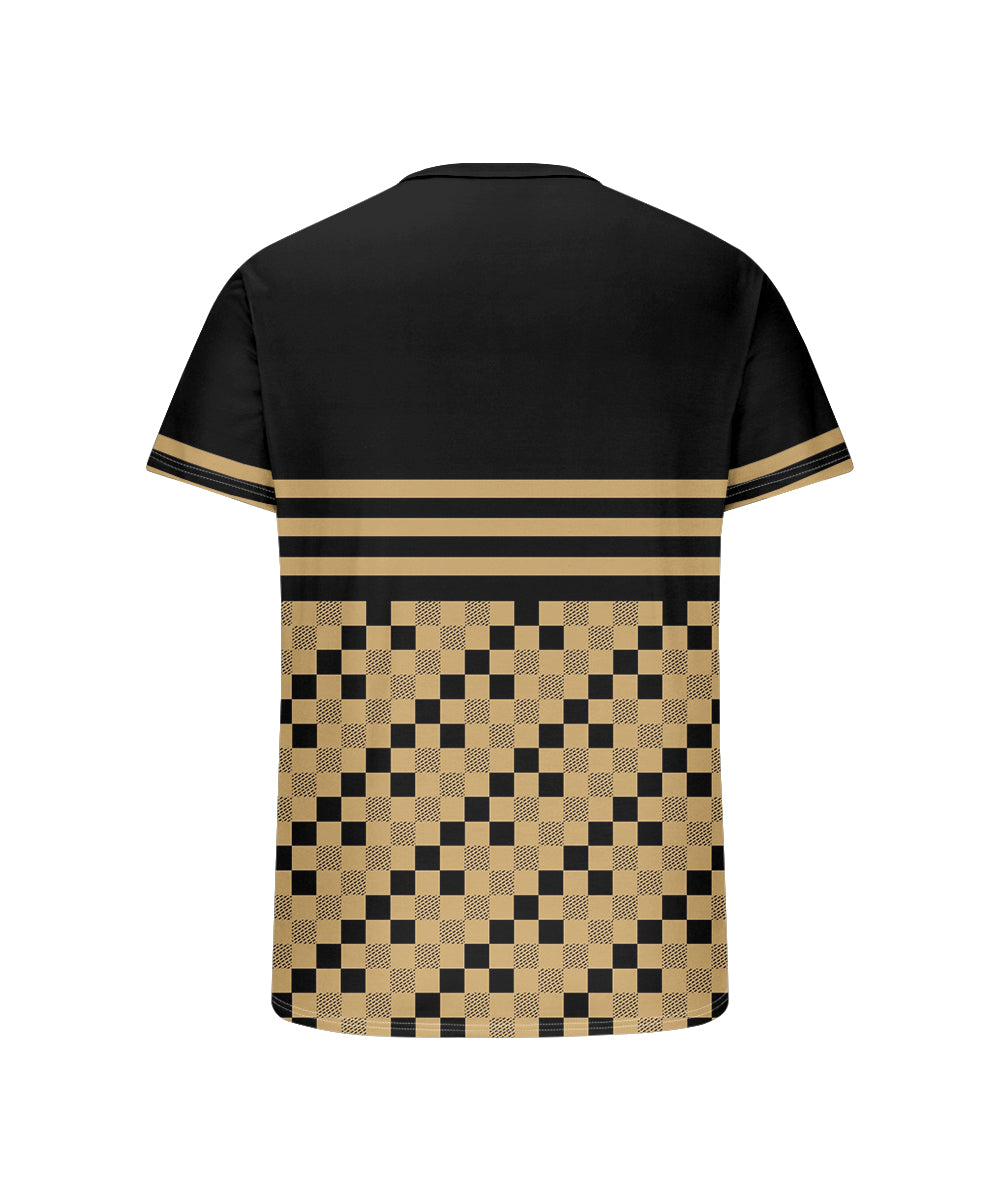 Men's Plus Size Casual Daily Black Plaid Print Henry Collar Button Short Sleeve T-Shirt