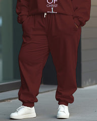Women's Plus Size Letter Printing Long Sleeve Sweatshirt and Solid Color Casual Pants Set