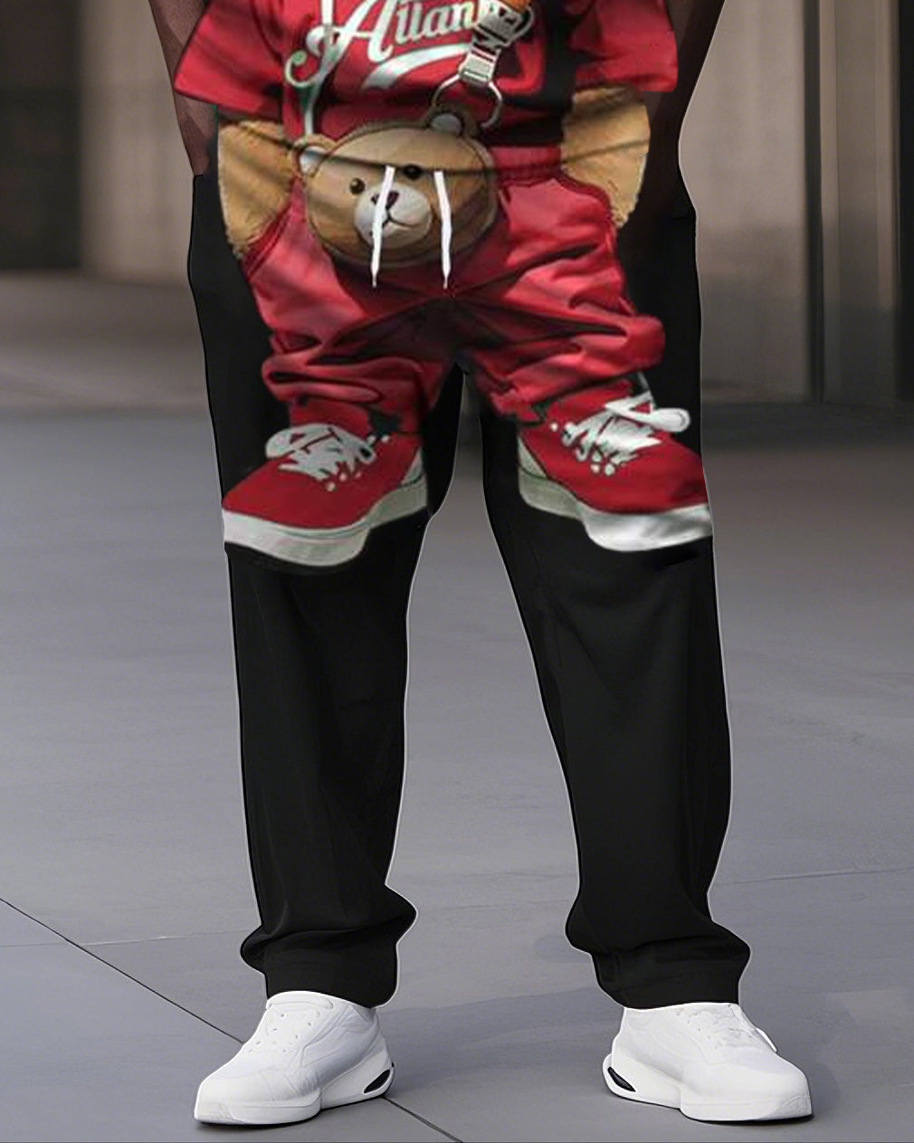 Big Boy Street Fashion Cartoon Print Short Sleeve Trousers Suit