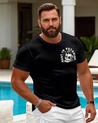 Men's Plus Size Black Back Printed Holiday Hawaiian Round Neck Short Sleeve T-Shirt