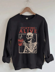 Women's Big & Tall Staying Alive Coffee Sweatshirt