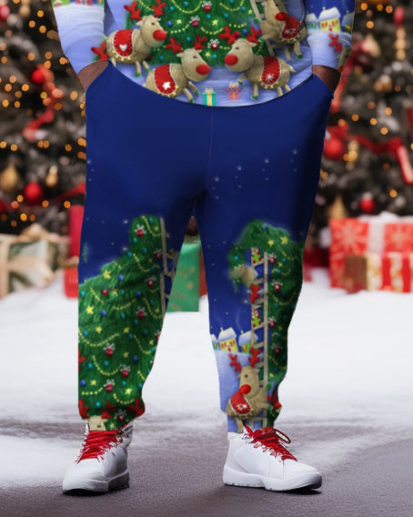 Men's Big & Tall Christmas Tree Santa Elk Hoodie Set of Two