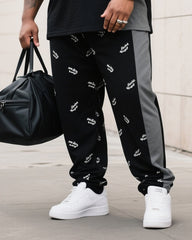 Big Boy Street Fashion Stars New York Personality English Design Color-matching Short-sleeved Trousers Suit