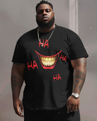 Big Men's Street Casual Funny Mouth HA Printed T-Shirt Shorts Set