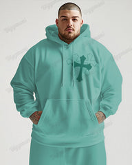 Fashionable Simple Cross Cloth Color Printed Big & Tall Hoodie Set