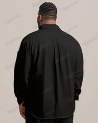 Men's Daily Casual Polka Dot Shiny Music Symbol Print Lapel Plus Size Long Sleeve Shirt