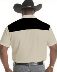 Big & Tall Men's Western Wind Khaki Black Sunset & Rattlesnake Short Sleeve Shirt