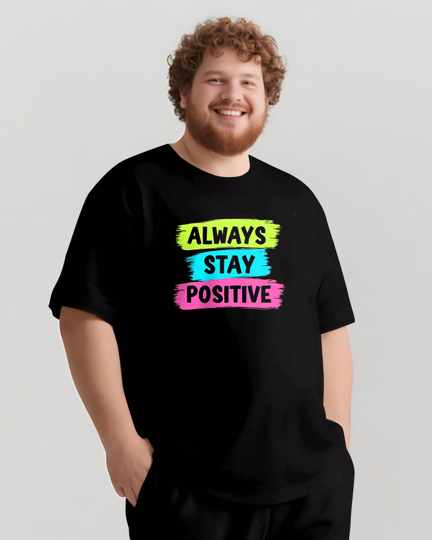 Like The Sun Always Stay Positive Men's Big and Tall Simple Lettering Short Sleeve T-shirt Shorts Set