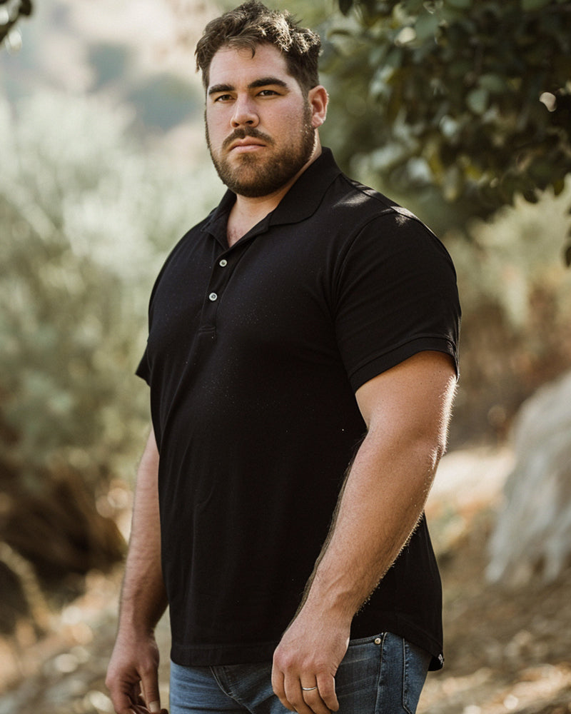 Casual Business Solid Color Basic POLO Big Men's Short Sleeve T-Shirt