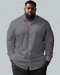 High-grade Jacquard Texture Long Sleeve Lapel Shirt Men's Big and Tall