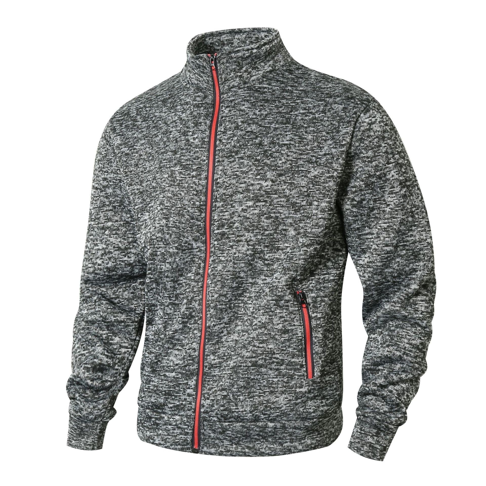 S-3XL Men's Autumn And Winter Stand Collar Cardigan Sweater Fleece-lined Knitted Coat