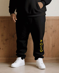 Big & Tall Men Fall/Winter Joker Black Shoulder Letter Personality Printed Hoodie Suit