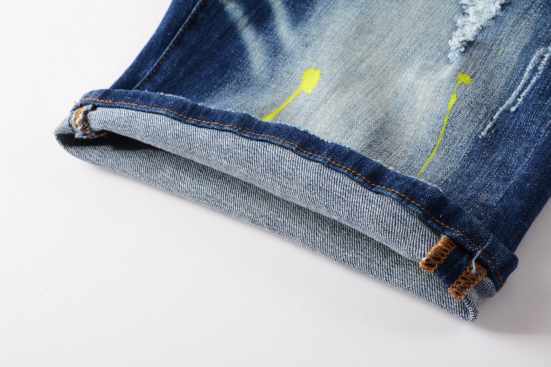 Men's Hole Feature Fashion Trendy Ink Splach Street Shooting Jeans