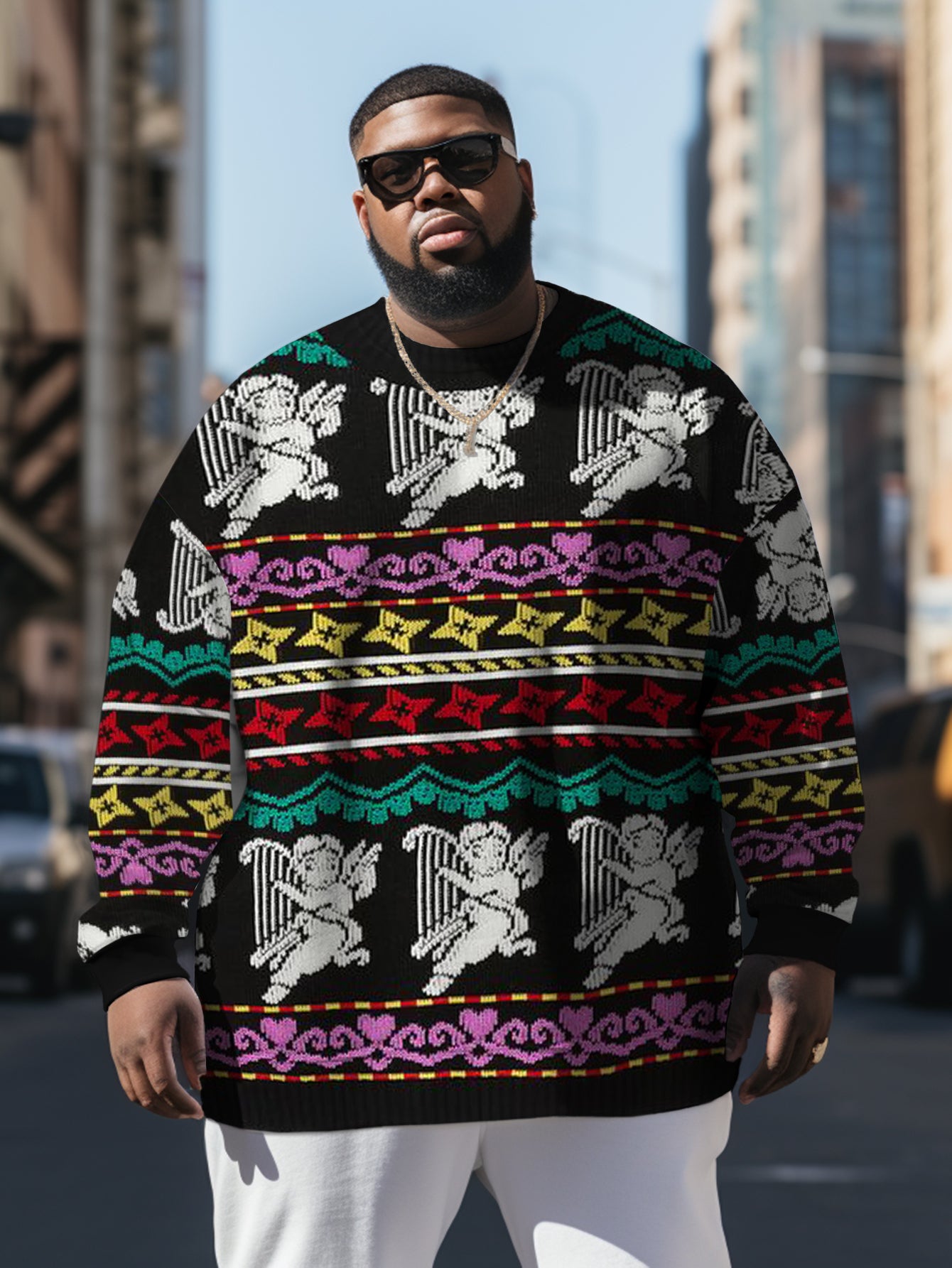 Men's Plus Size Angel Heart Diamond Sweatshirt