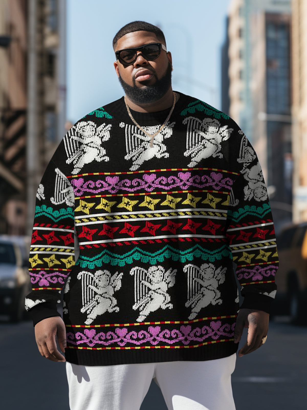 Men's Plus Size Angel Heart Diamond Sweatshirt