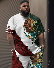 Street Casual Pattern Contrast Print Large Men's Set