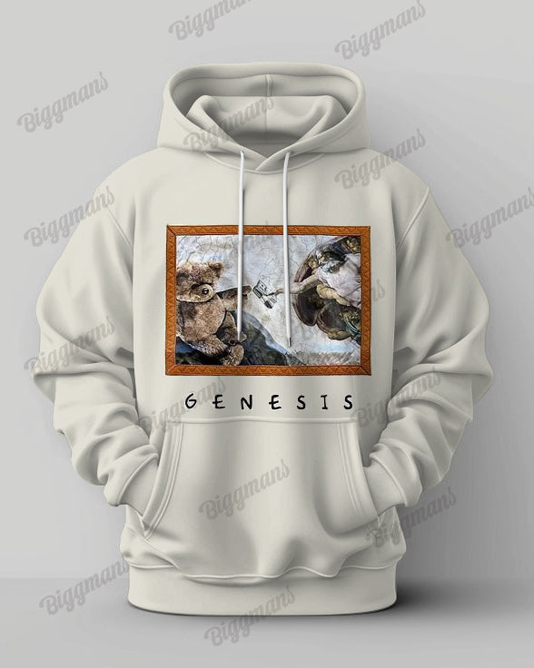 Men's Big & Tall Casual Hip Hop Jesus Oil Painting Hoodie Two-Piece Set