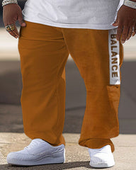 Men's Big and Tall Street Color Matching Casual Two-piece Set