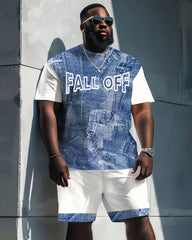 Denim Textured Print Large Men's Suit