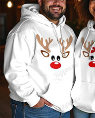 Couple Plus Size Cute Elk Pattern Print Long Sleeve Hoodie