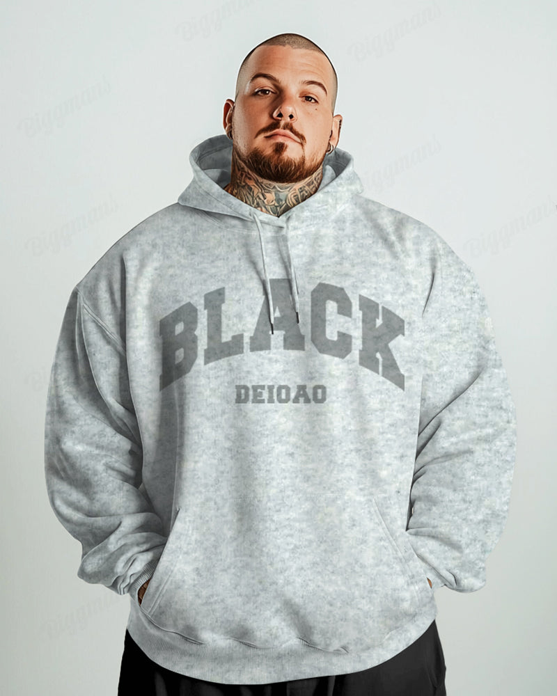 Cotton-Simple Black Letter Print Men's Loose Oversized Sweatshirt