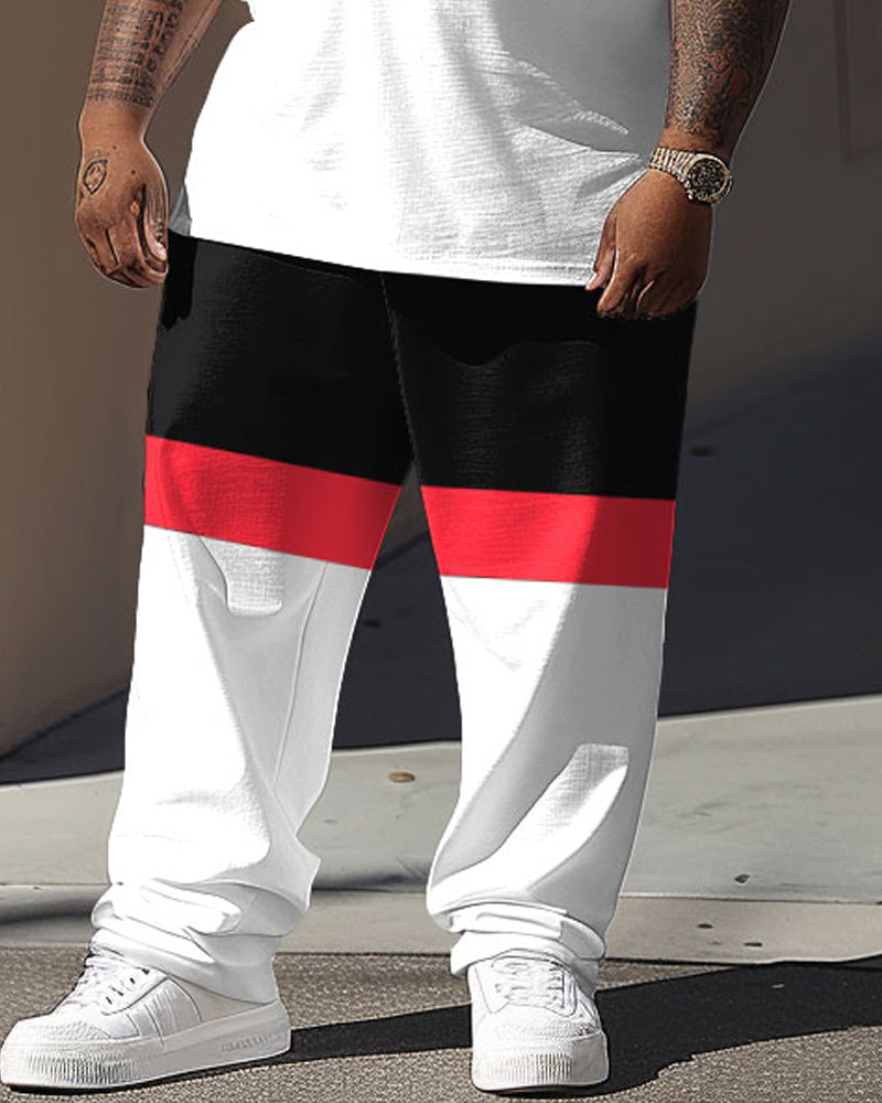 Street Vitality Red And Black Colorblock Print Large Men's Suit