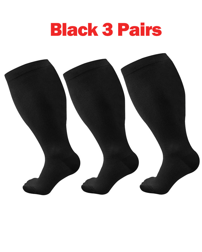 🔥2XL-7XL Solid Color Running Fitness Compression Socks For Obese Men And Women Sports Socks