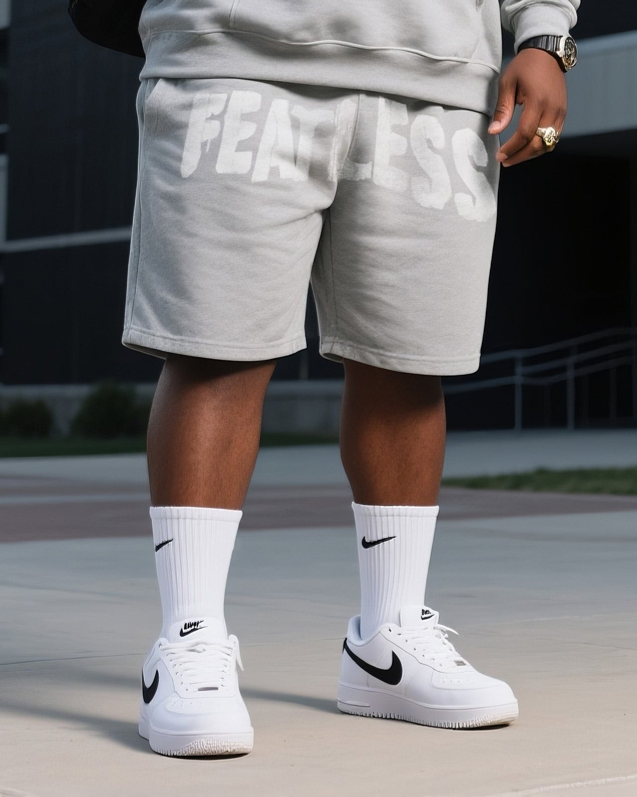 Big & Tall Men's Daily Leisure. Original Design Academy Style GOD ROTECTS. Fearless Hoodie Shorts Suit