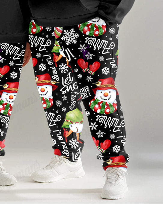 Couple Fashion Casual Christmas Letter Print Hoodie Big & Tall Set