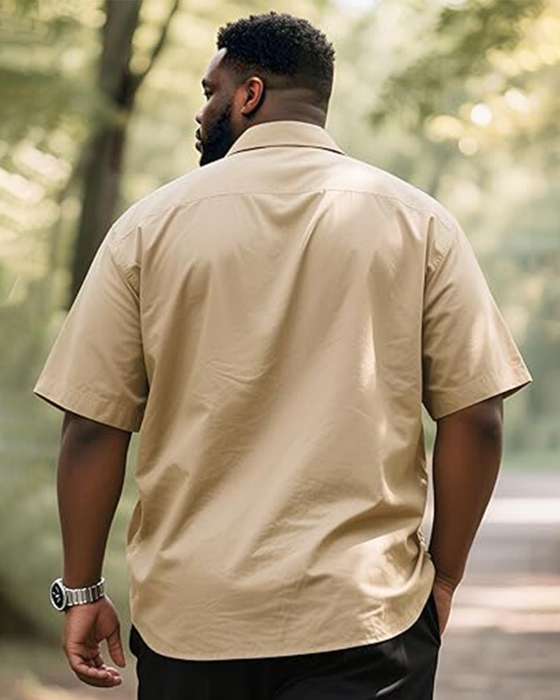 Big and Tall Men's Short Sleeve Button Summer Beach Work Shirt