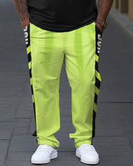 Men's Plus Size Letter Print Short Sleeve Tracksuit Set Hip Hop Outfit