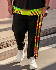 Big Boy's Must-Have Colorblock African Impression Totem Print Short Sleeve Trousers Suit