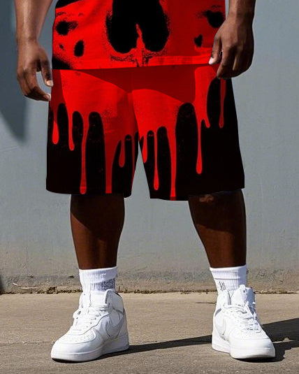 Power Never Melt Big & Tall Men's Big Skull Print Laid Back Short Sleeve T-shirt 2-Piece and Shorts Set